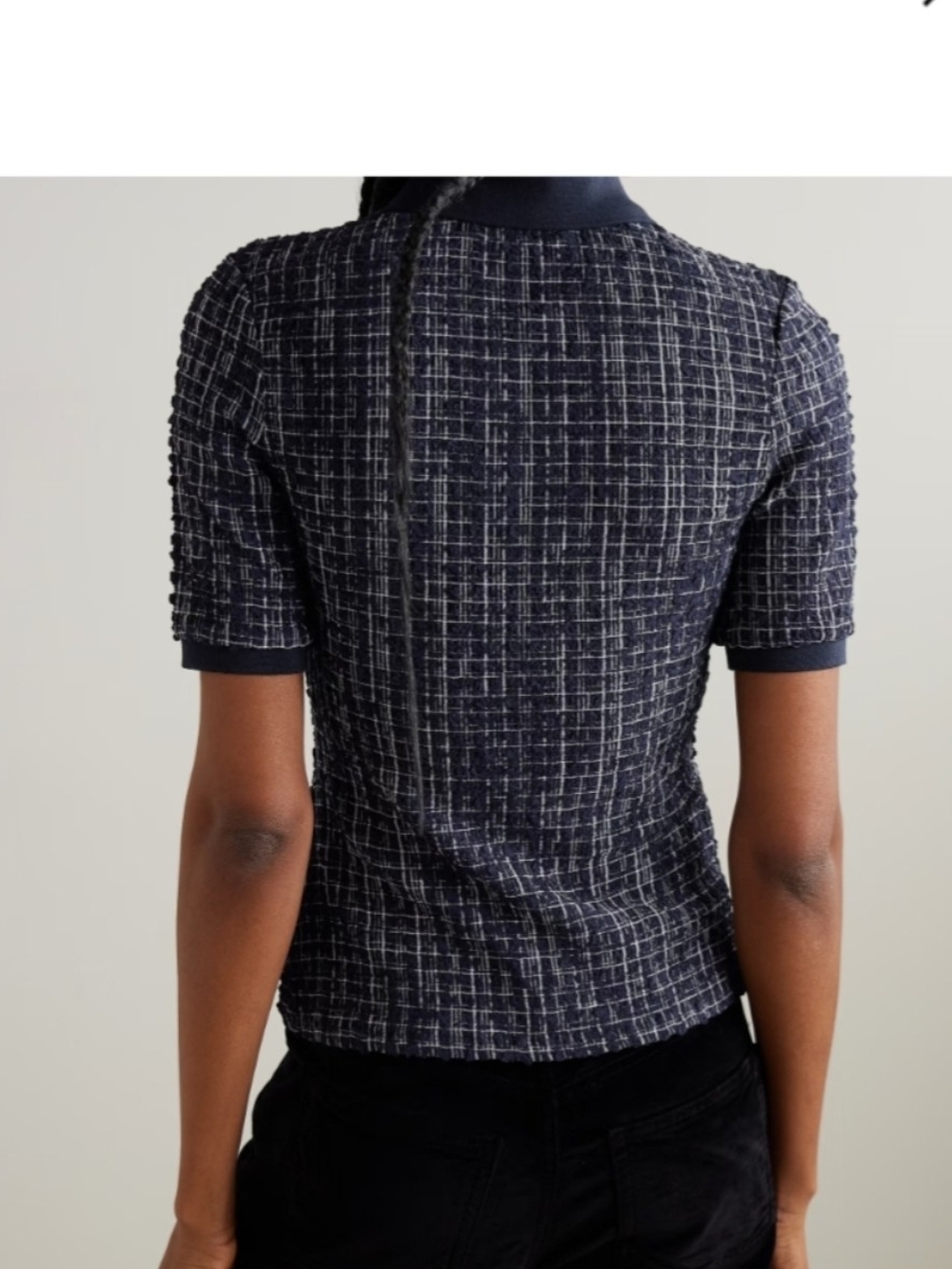 Navy Tweed Short-Sleeve Top - Women